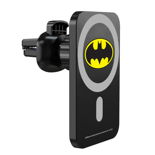 Batman DC Comics Logos and Comics Classic Magnetic Car Phone Mount with Wireless Charger - Black MagSafe iPhone and Android Qi Devices