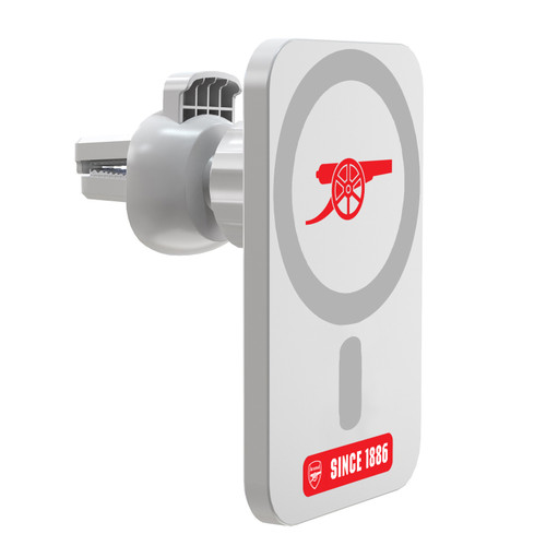 Arsenal FC Logo Icon Icons Magnetic Car Phone Mount with Wireless Charger - White MagSafe iPhone and Android Qi Devices