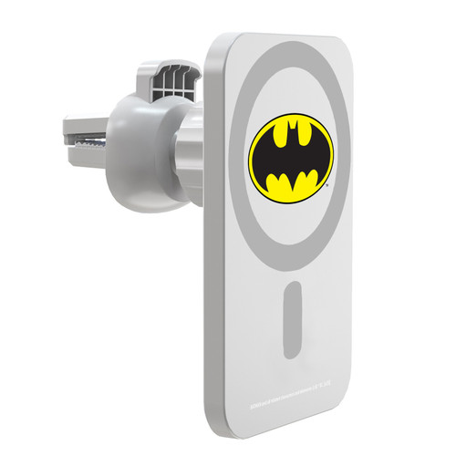 Batman DC Comics Logos and Comics Classic Magnetic Car Phone Mount with Wireless Charger - White MagSafe iPhone and Android Qi Devices