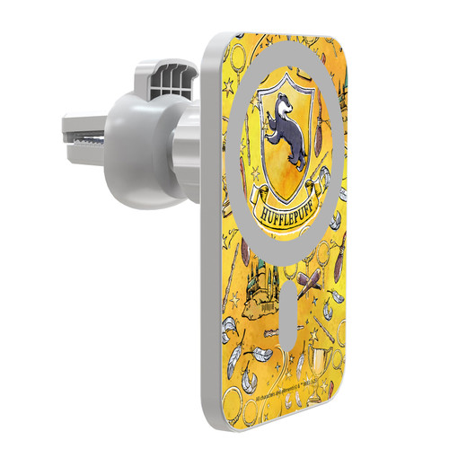 Harry Potter Houses Hufflepuff Magnetic Car Phone Mount with Wireless Charger - White MagSafe iPhone and Android Qi Devices