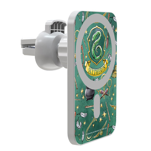 Harry Potter Houses Slytherin Magnetic Car Phone Mount with Wireless Charger - White MagSafe iPhone and Android Qi Devices