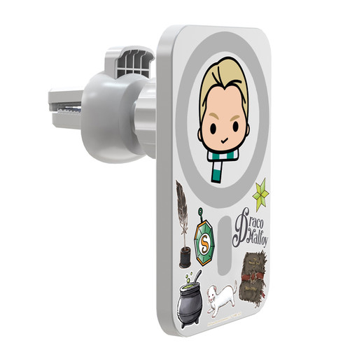 Harry Potter Magical Icons Draco Malfoy Magnetic Car Phone Mount with Wireless Charger - White MagSafe iPhone and Android Qi Devices
