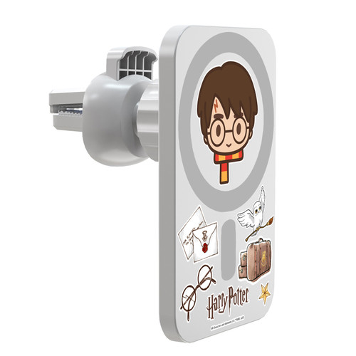 Harry Potter Magical Icons Harry Potter Magnetic Car Phone Mount with Wireless Charger - White MagSafe iPhone and Android Qi Devices
