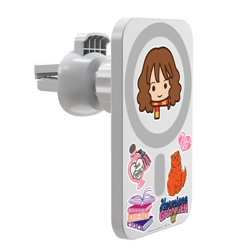 Harry Potter Magical Icons Hermione Granger Magnetic Car Phone Mount with Wireless Charger - White MagSafe iPhone and Android Qi Devices