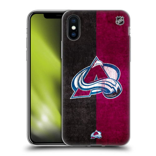 NHL Colorado Avalanche Half Distressed Soft Gel Case for Apple iPhone X / iPhone XS & MagSafe