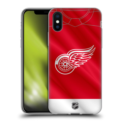 NHL Detroit Red Wings Jersey Soft Gel Case for Apple iPhone X / iPhone XS & MagSafe
