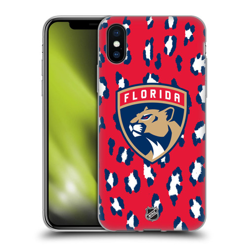 NHL Florida Panthers Leopard Pattern Soft Gel Case for Apple iPhone X / iPhone XS & MagSafe