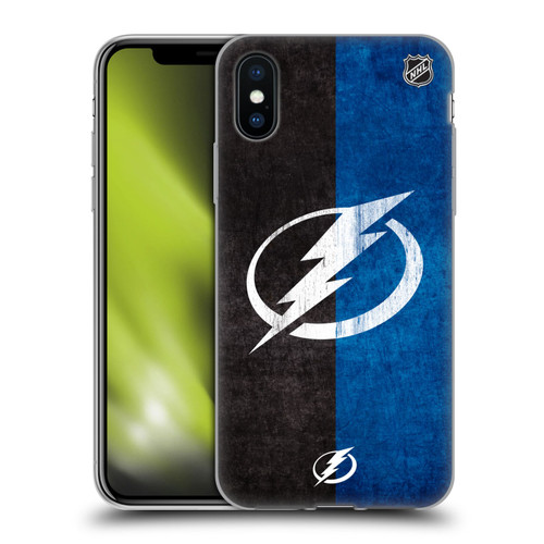 NHL Tampa Bay Lightning Half Distressed Soft Gel Case for Apple iPhone X / iPhone XS & MagSafe