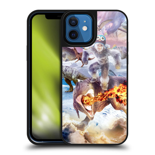 Random Galaxy Mixed Designs Monkey Riding Dinosaur Gel Armour Case For Apple iPhone 12 / iPhone 12 Pro