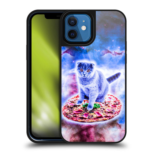 Random Galaxy Space Cat Blue Galaxy & Pizza Gel Armour Case For Apple iPhone 12 / iPhone 12 Pro