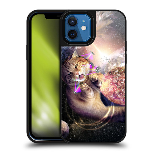 Random Galaxy Space Cat Reaching Big Pizza Gel Armour Case For Apple iPhone 12 / iPhone 12 Pro