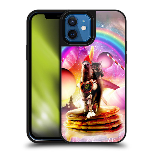 Random Galaxy Space Llama Cat & Electric Pancakes Gel Armour Case For Apple iPhone 12 / iPhone 12 Pro