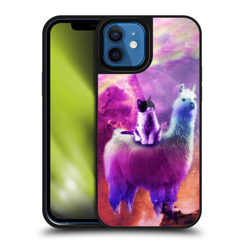 Random Galaxy Space Llama Purple Galaxy Cat Gel Armour Case For Apple iPhone 12 / iPhone 12 Pro