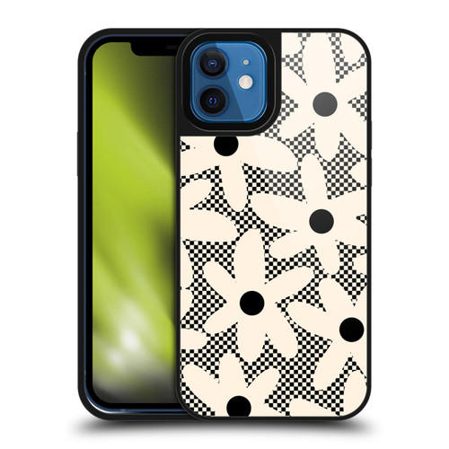 Kierkegaard Design Studio Retro Abstract Patterns Daisy Black Cream Dots Check Gel Armour Case For Apple iPhone 12 / iPhone 12 Pro