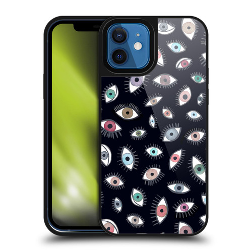 Ninola Watercolor Patterns Eyes Black Gel Armour Case For Apple iPhone 12 / iPhone 12 Pro