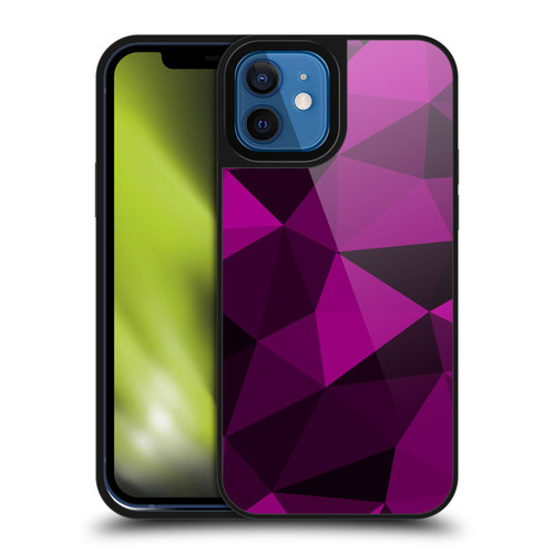 PLdesign Geometric Patterns Dark Pink And Black Mesh Gel Armour Case For Apple iPhone 12 / iPhone 12 Pro