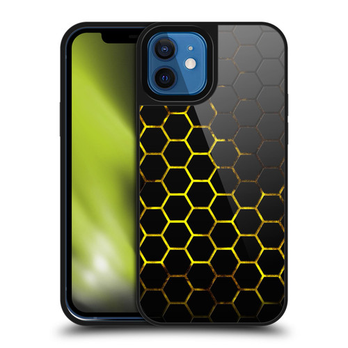 PLdesign Geometric Patterns Honeycomb Yellow Gel Armour Case For Apple iPhone 12 / iPhone 12 Pro