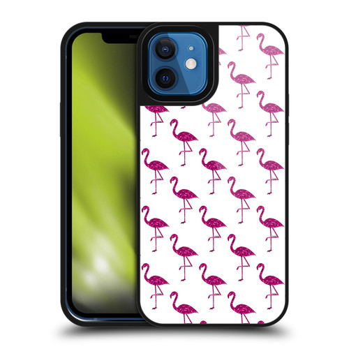 PLdesign Sparkly Flamingo Pink Pattern On White Gel Armour Case For Apple iPhone 12 / iPhone 12 Pro