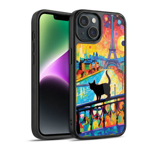 Michael David Ward Psychedelic Art Cat In Midnight Paris Gel Armour Case For Apple iPhone 14