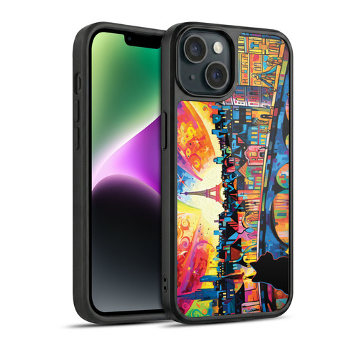 Michael David Ward Psychedelic Art Midnight Cat In Paris Gel Armour Case For Apple iPhone 14