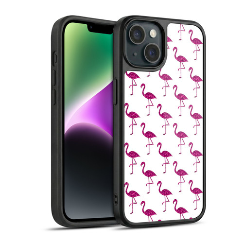 PLdesign Sparkly Flamingo Pink Pattern On White Gel Armour Case For Apple iPhone 14
