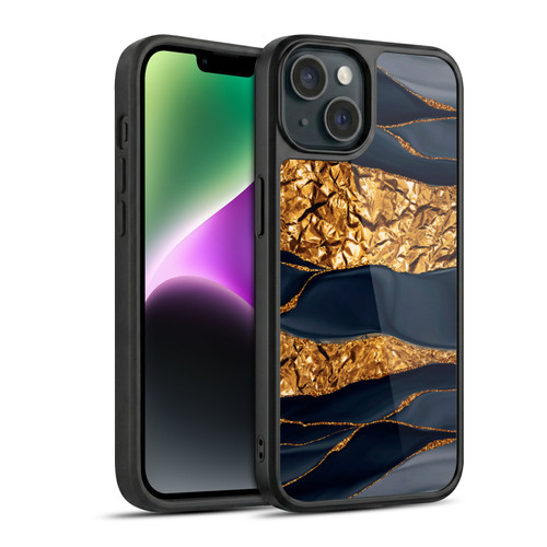 UtArt Dark Night Marble Gold Foil And Ink Gel Armour Case For Apple iPhone 14