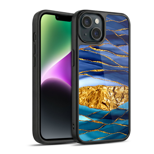 UtArt Dark Night Marble Golden Seas Gel Armour Case For Apple iPhone 14