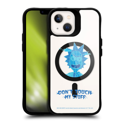 Rick And Morty Character Art Don't Touch My Stuff BLACK SHOCKPROOF BUMPER CASE COMPATIBLE WITH Apple iPhone 13 & MAGSAFE