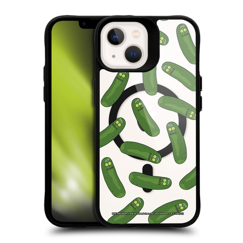 Rick And Morty Character Art Pickle Pattern BLACK SHOCKPROOF BUMPER CASE COMPATIBLE WITH Apple iPhone 13 & MAGSAFE