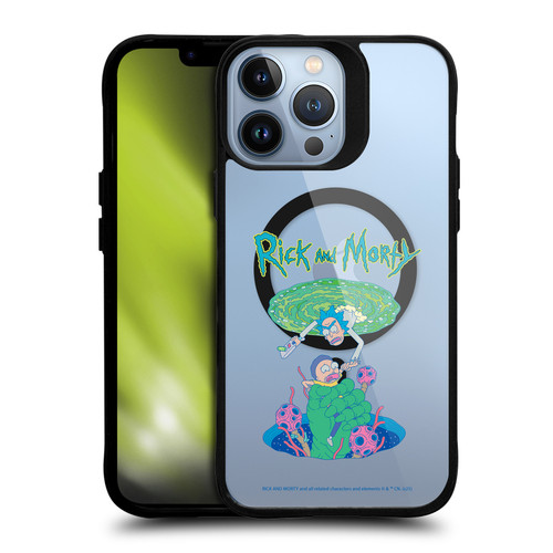 Rick And Morty Character Art Portal Fall BLACK SHOCKPROOF BUMPER CASE COMPATIBLE WITH Apple iPhone 13 Pro Max & MAGSAFE