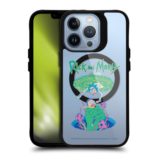 Rick And Morty Character Art Portal Fall BLACK SHOCKPROOF BUMPER CASE COMPATIBLE WITH Apple iPhone 13 Pro & MAGSAFE