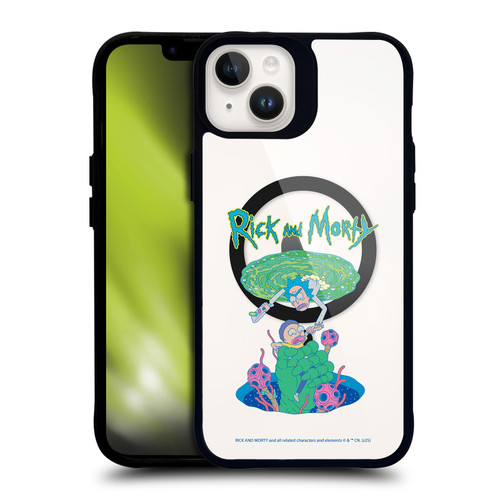Rick And Morty Character Art Portal Fall BLACK SHOCKPROOF BUMPER CASE COMPATIBLE WITH Apple iPhone 14 Plus & MAGSAFE