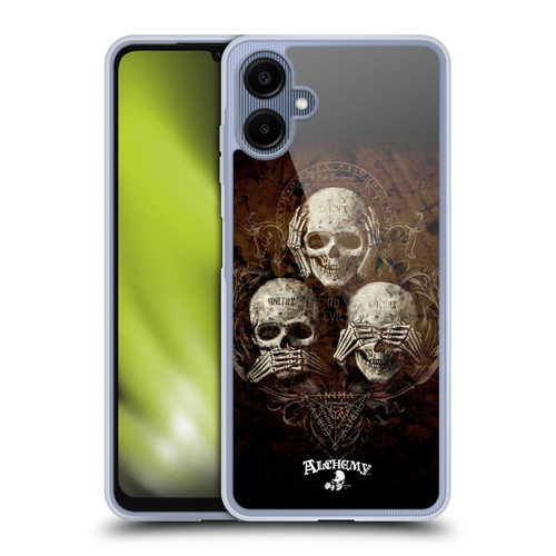 Alchemy Gothic Skull No Evil Three Skull Soft Gel Case for Samsung Galaxy A06 4G / 5G