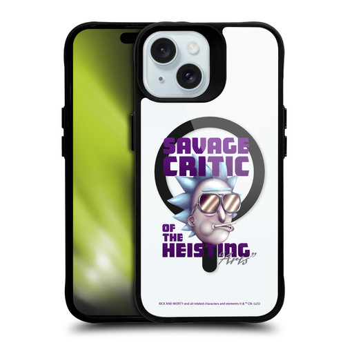 Rick And Morty Character Art Cool Rick BLACK SHOCKPROOF BUMPER CASE COMPATIBLE WITH Apple iPhone 15 & MAGSAFE