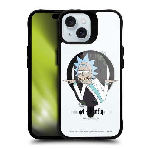 Rick And Morty Character Art Vibe BLACK SHOCKPROOF BUMPER CASE COMPATIBLE WITH Apple iPhone 15 & MAGSAFE