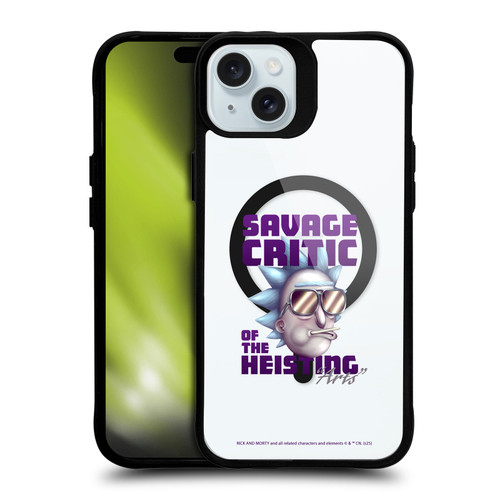 Rick And Morty Character Art Cool Rick BLACK SHOCKPROOF BUMPER CASE COMPATIBLE WITH Apple iPhone 15 Plus & MAGSAFE