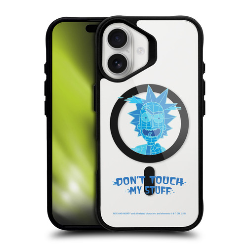 Rick And Morty Character Art Don't Touch My Stuff BLACK SHOCKPROOF BUMPER CASE COMPATIBLE WITH Apple iPhone 16 & MAGSAFE