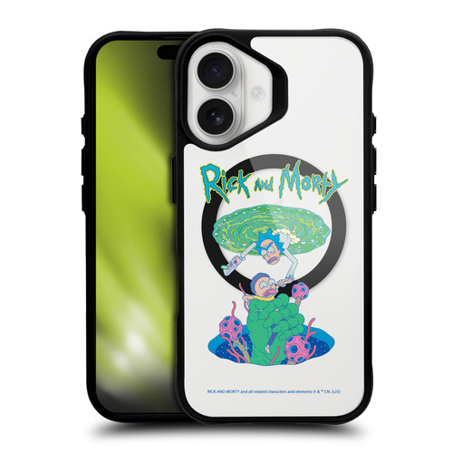 Rick And Morty Character Art Portal Fall BLACK SHOCKPROOF BUMPER CASE COMPATIBLE WITH Apple iPhone 16 & MAGSAFE