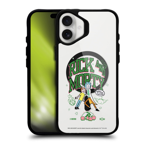 Rick And Morty Character Art Wubba Lubba Dub Dub BLACK SHOCKPROOF BUMPER CASE COMPATIBLE WITH Apple iPhone 16 Plus & MAGSAFE