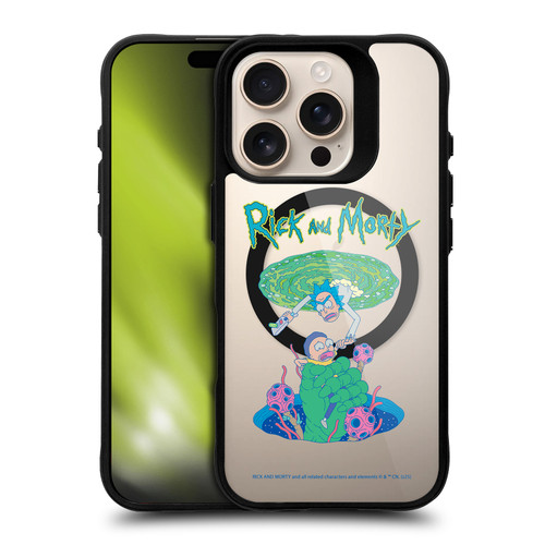 Rick And Morty Character Art Portal Fall BLACK SHOCKPROOF BUMPER CASE COMPATIBLE WITH Apple iPhone 16 Pro & MAGSAFE