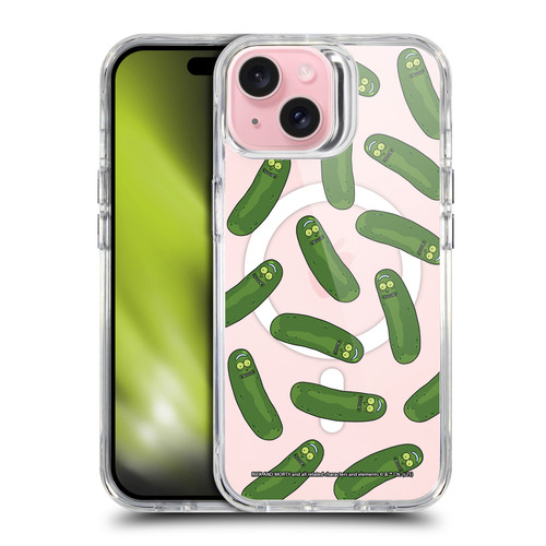 Rick And Morty Character Art Pickle Pattern SHOCKPROOF BUMPER CASE COMPATIBLE WITH Apple iPhone 15 & MAGSAFE