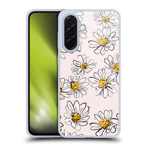 Anis Illustration Floral And Leaves Daisies Pink Pastel Soft Gel Case for Samsung Galaxy A36 5G