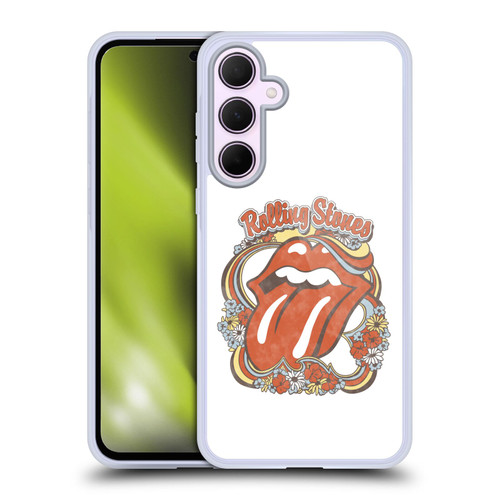 The Rolling Stones Graphics Flowers Tongue Soft Gel Case for Samsung Galaxy A35 5G