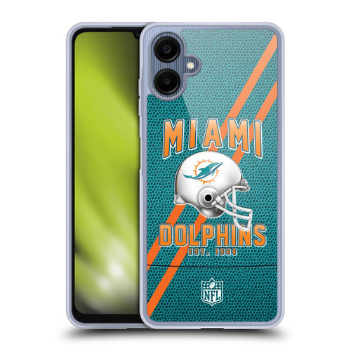 NFL Miami Dolphins Logo Art Football Stripes Soft Gel Case for Samsung Galaxy A06 4G / 5G