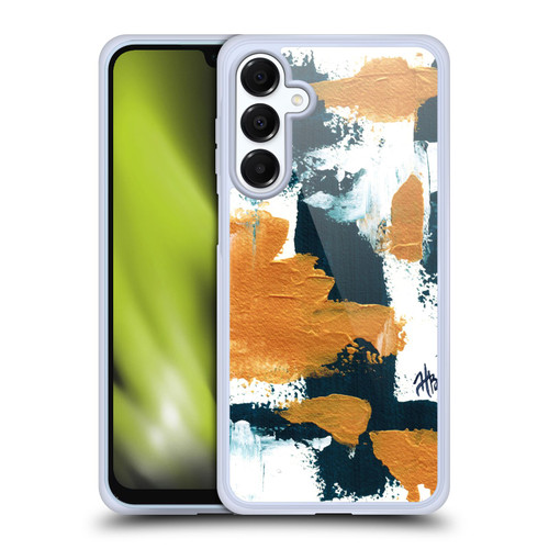 Haley Bush Pattern Painting Abstract Navy Gold White Soft Gel Case for Samsung Galaxy A16 5G & MagSafe