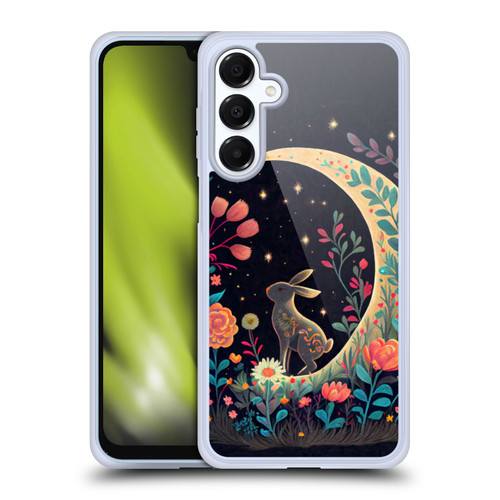 JK Stewart Key Art Rabbit On Crescent Moon Soft Gel Case for Samsung Galaxy A16 5G & MagSafe