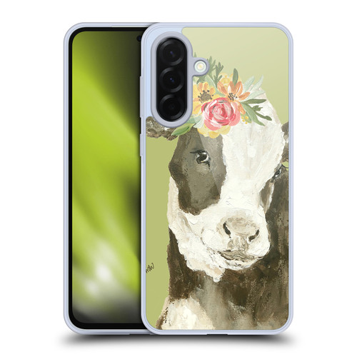 Haley Bush Floral Painting Holstein Cow Soft Gel Case for Samsung Galaxy A36 5G