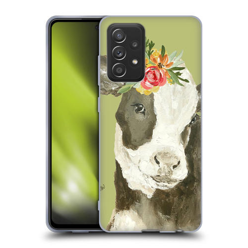 Haley Bush Floral Painting Holstein Cow Soft Gel Case for Samsung Galaxy A52 / A52s / 5G (2021)
