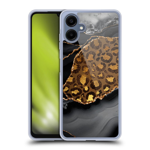 UtArt Wild Cat Marble Dark Gilded Leopard Soft Gel Case for Samsung Galaxy A06 4G / 5G
