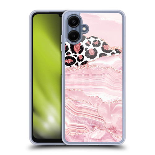 UtArt Wild Cat Marble Pink Glitter Soft Gel Case for Samsung Galaxy A06 4G / 5G